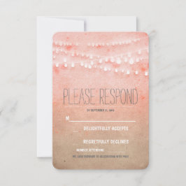 Blush vattenfärg sladd med lampor bröllop RSVP OSA Kort