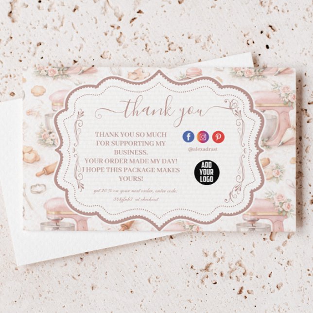 Blush Vintage Patisserie Bageri Företag Tack Kort (Skapare uppladdad)