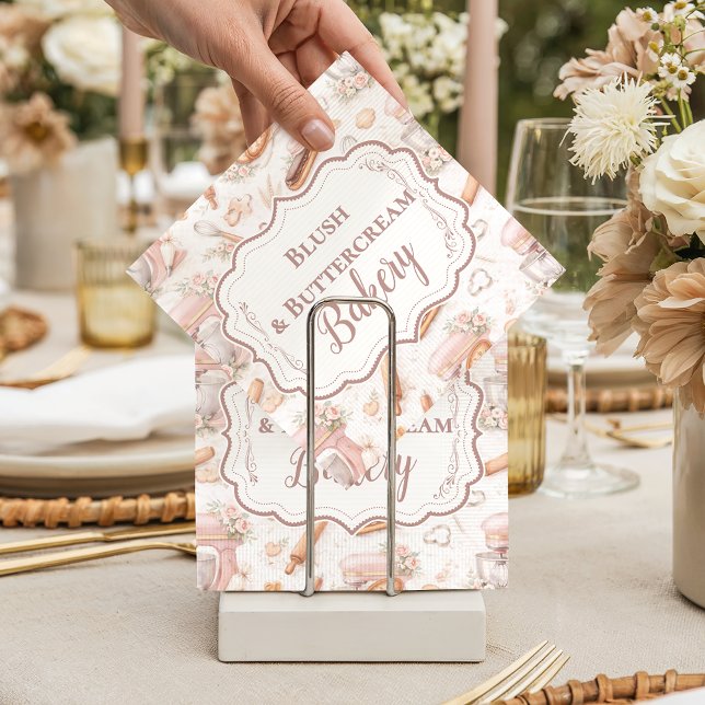 Blush Vintage Patisserie Bakery Business Pappersservett (Skapare uppladdad)