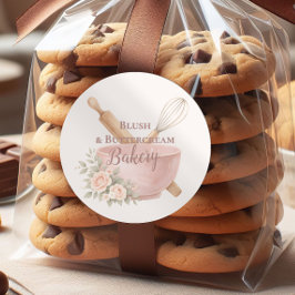 Blush Vintage Patisserie Bakery Business Runt Klistermärke