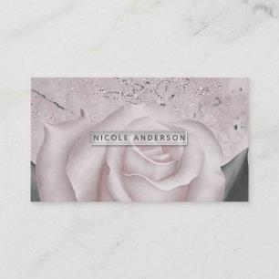 Blush Vit Ros Glam Modern Marmor Shabby Chic Visitkort