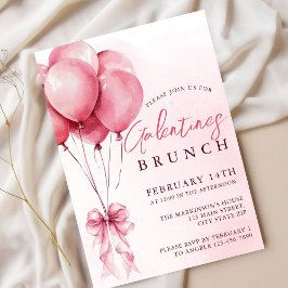 Blush Watercolor Balloon Galentines Brunch  Inbjudningar