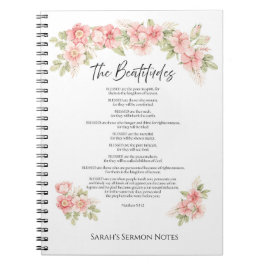 Blush Watercolor Blommig Saligprisningar Skrift Anteckningsbok