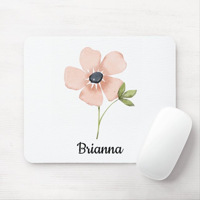 Blush Watercolor Blomster Namn Musmatta (Med mus)