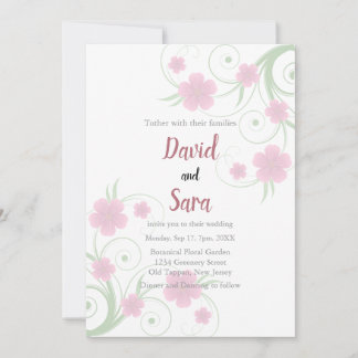Blush Watercolor Floral Wedding Invitation | Soft Inbjudningar