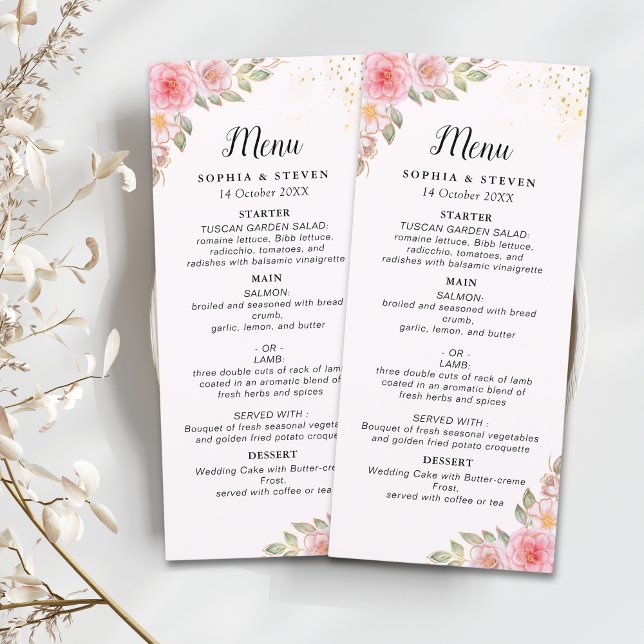 Blush Watercolor Florals with Gold Accents Wedding Program (Skapare uppladdad)
