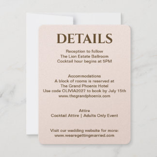 Blush Wedding Details Card | Soft Glam by JLI Inbjudningar