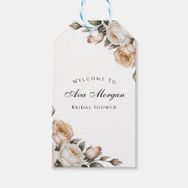 Blush White and Gold Floral Bridal Shower Thanks Presentetikett