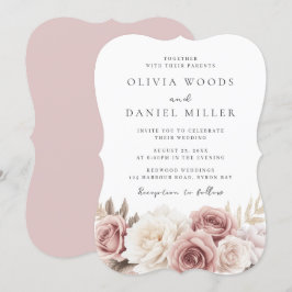 Blush & White Flowers Elegant Wedding Inbjudningar