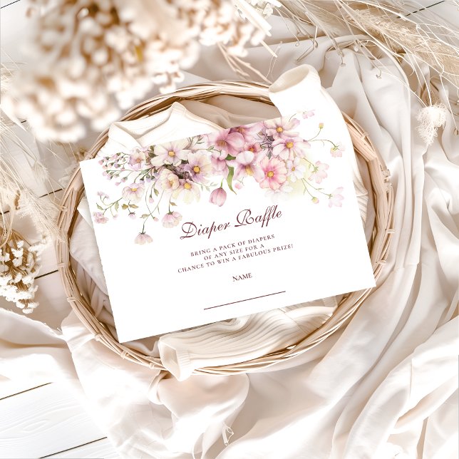 Blush Wildflower Garden Diapper Raffle Tilläggskort (Skapare uppladdad)