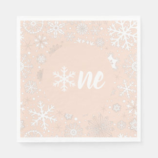 Blush Winter First Birthday Snowflake One Napkins Pappersservett