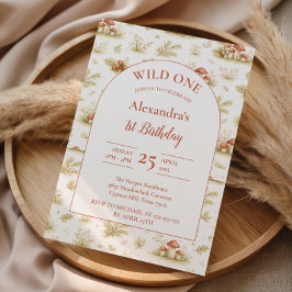 Blush Woodland Wild One Birthday Inbjudningar