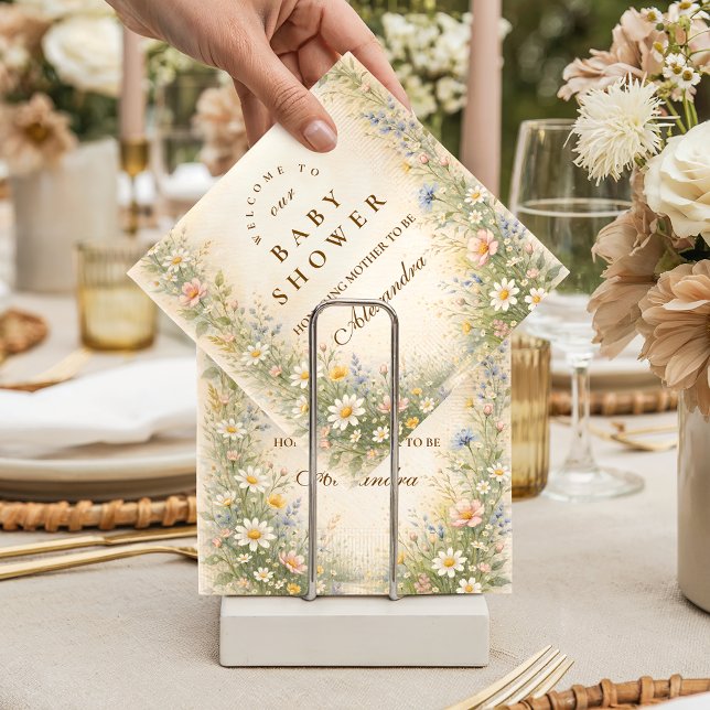 Blush Yellow Wildflower Baby Shower Pappersservett (Skapare uppladdad)
