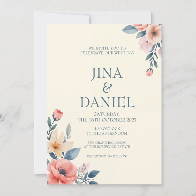 Blushing Bloom Inbjudningar (Framsida)