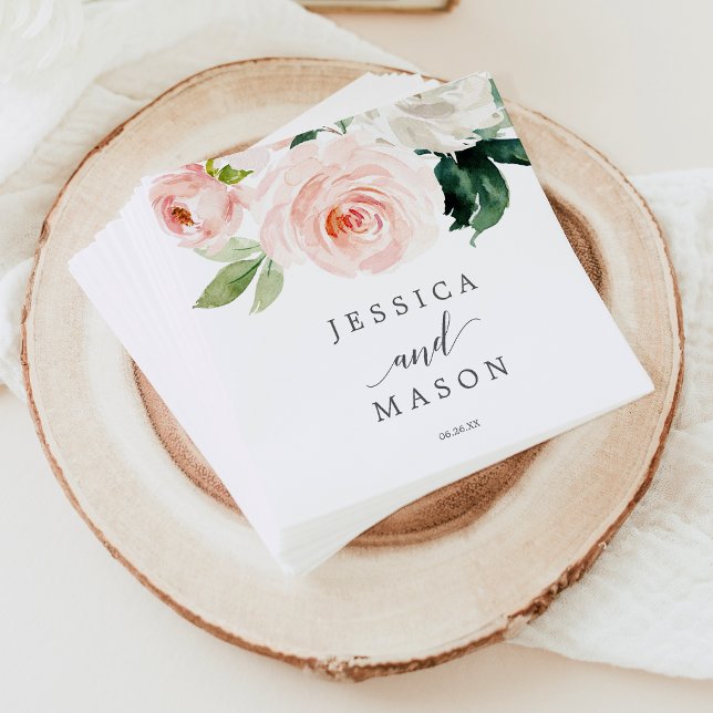 Blushing Blooms Bröllop Napkin Cocktail Napkin Pappersservett (Skapare uppladdad)