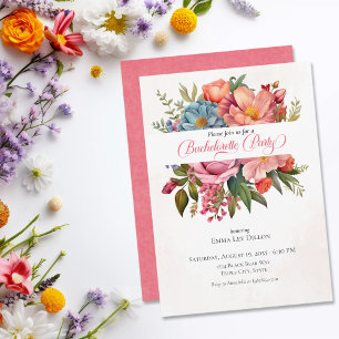 Blushing Blooms Watercolor Bachelorette Party Inbjudningar
