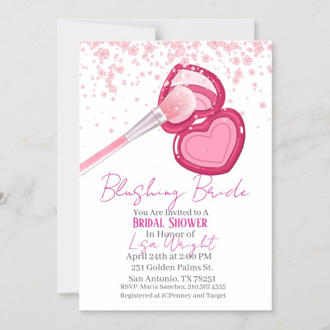 Blushing Bride Bridal Shower Invitation  Magnetisk Inbjudningskort (Framsida)