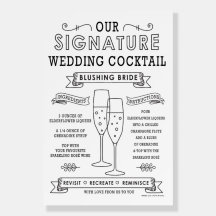 Blushing Bride White Namnteckning Cocktail-tecken