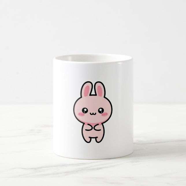 Blushing Bunny – Cute Kawaii Illustration Kaffemugg (Center)