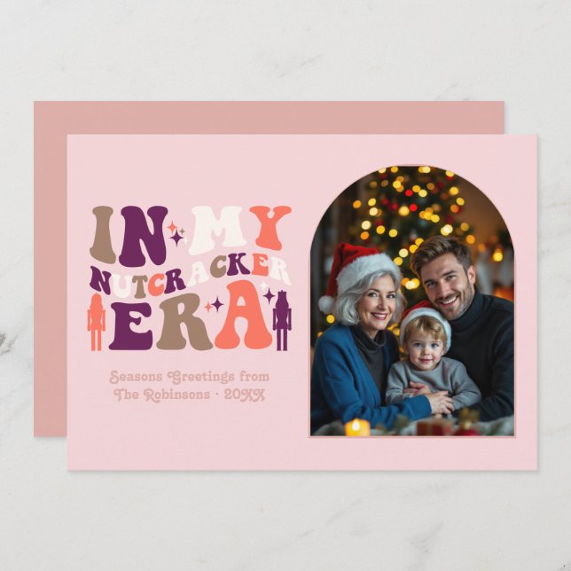 Blushing Holiday My Nutcracker Era Christmas Photo Julkort (Fram/baksida)