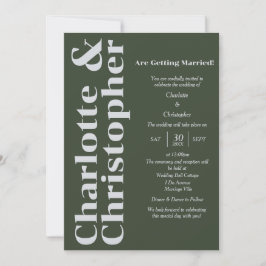 Blushing Kärlek - Mörk grönt & Grått Modern Inbjudningar