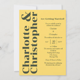 Blushing Kärlek - Sunshine Gult Modern Inbjudningar