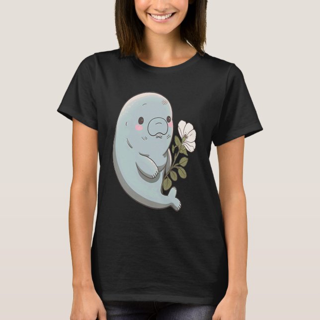 Blushing Manatee AdMajesty Blue Manatee med T Shirt (Framsida)
