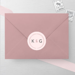 Blushing Oval Monogram Bröllop Runt Klistermärke