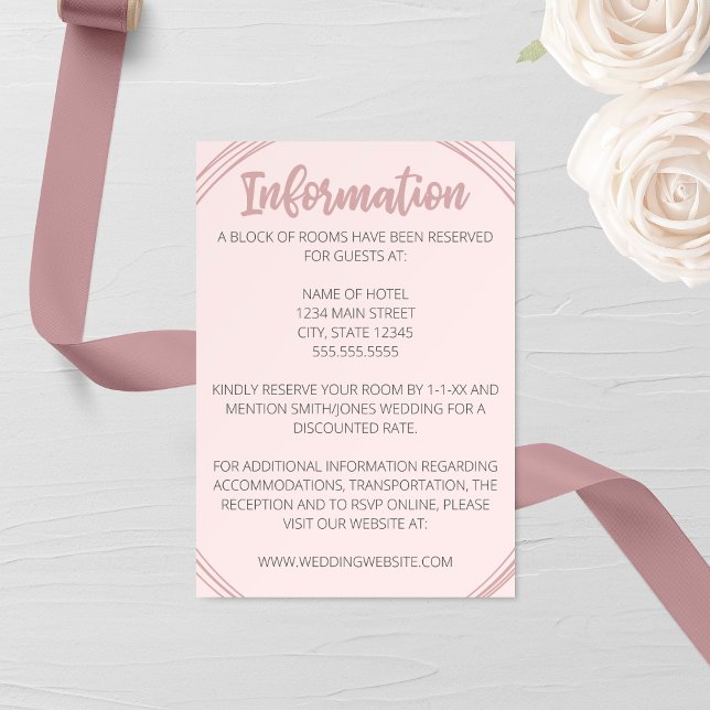 Blushing Oval Wedding Enclosure Card Tilläggskort (Skapare uppladdad)
