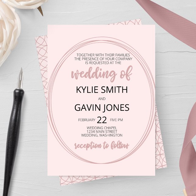 Blushing Oval Wedding Invitation Inbjudningar (Skapare uppladdad)