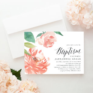 Blushing Peony Baptisminbjudan Inbjudningar