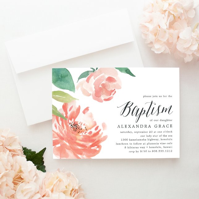 Blushing Peony | Baptisminbjudan Inbjudningar (Skapare uppladdad)