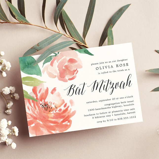 Blushing Peony | Bat mitzvah inbjudan (Skapare uppladdad)