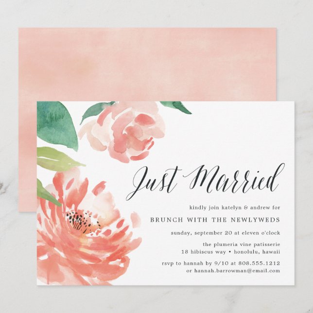 Blushing Peony | Bjud efter Bröllop-inbjudan Inbjudningar (Fram/baksida)