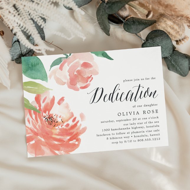 Blushing Peony | Inbjudan till Baby-dedikation (Skapare uppladdad)