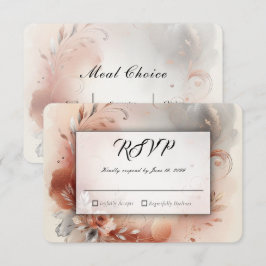 Blushing Petals and Silver Swirls Wedding OSA Kort