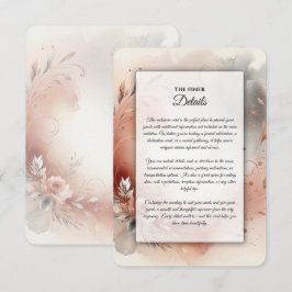 Blushing Petals and Silver Swirls Wedding Tilläggskort