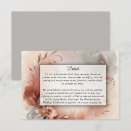 Blushing Petals and Silver Swirls Wedding Tilläggskort