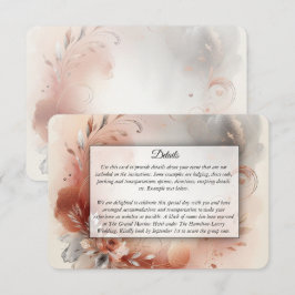 Blushing Petals and Silver Swirls Wedding Tilläggskort