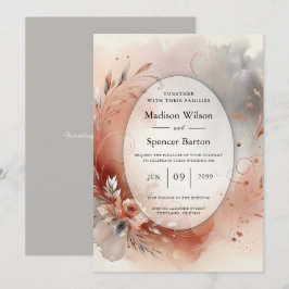 Blushing Petals och Silver Swirls Bröllop Inbjudningar