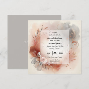 Blushing Petals och Silver Swirls Bröllop Inbjudningar