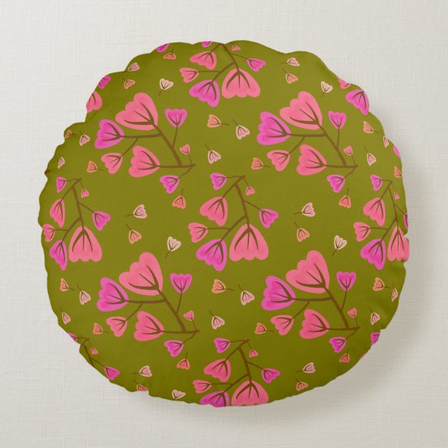 Blushing Petals Round Accent Pillow Rund Kudde (Framsidan)