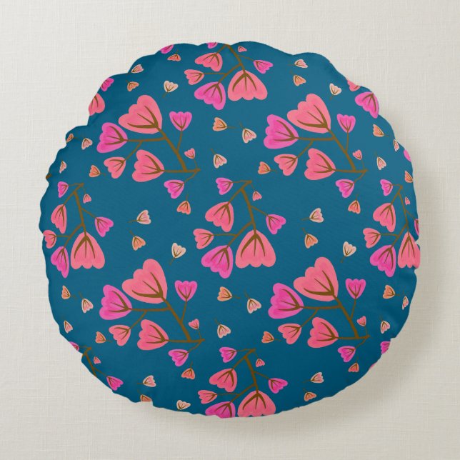 Blushing Petals Round Accent Pillow Rund Kudde (Framsidan)