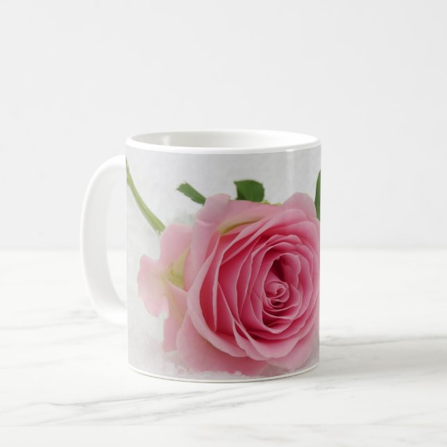 Blushing Ro: Blommigt Elegance in Bloom Kaffemugg (Framsida vänster)