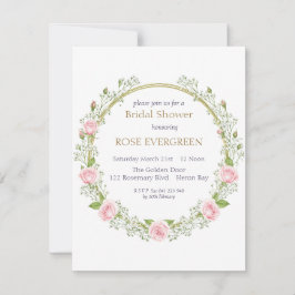 Blushing Romance: Pink Roses and Baby’s Breathe Inbjudningar