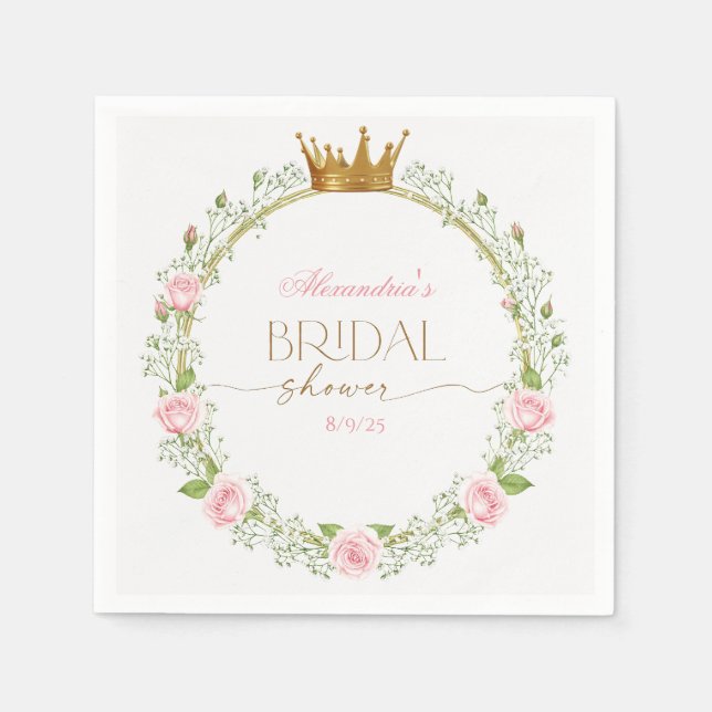 Blushing Romance: Pink Roses & Baby’s Breathe Pappersservett (Framsidan)