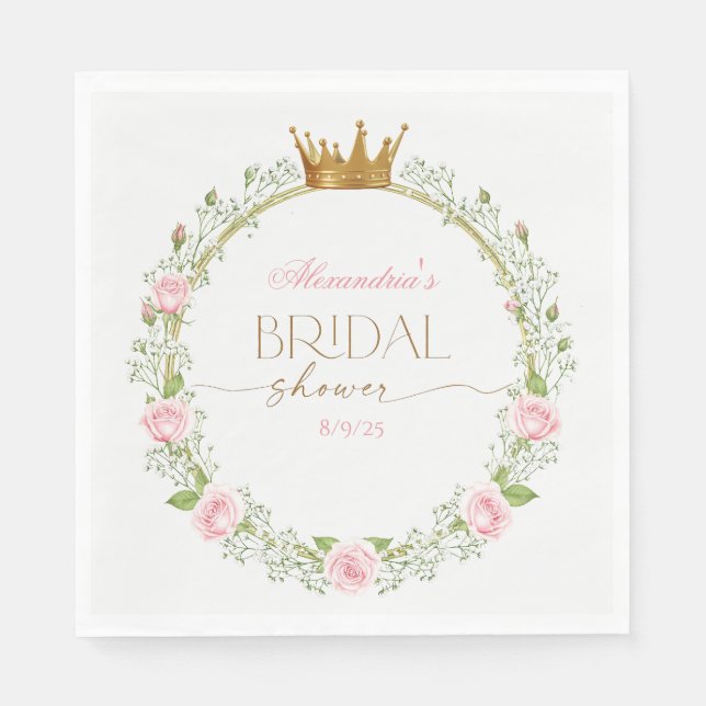 Blushing Romantik: Rosa ros & Baby's Breathe Pappersservett (Framsidan)