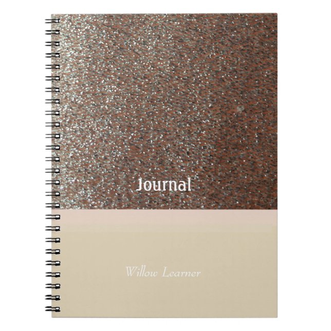 Blushing Rosa Faux Glitter Journal Anteckningsbok Med Spiral (Framsidan)