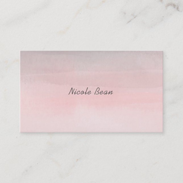 Blushing Rosa & Grått Modern Watercolor Girly Glam Visitkort (Framsida)