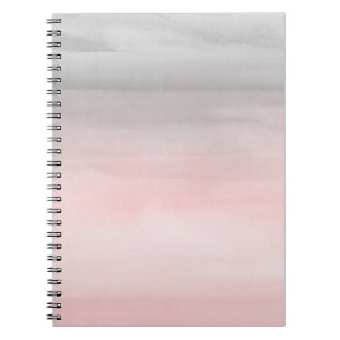 Blushing Rosa & Grått Modern Watercolor Ombre Glam Anteckningsbok